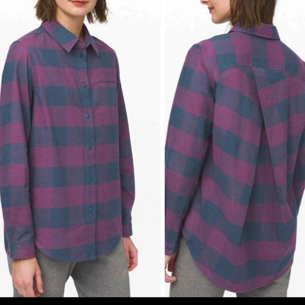lululemon athletica Women’s Plaid Shirt in Purple and Blue 6
